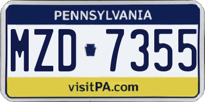 PA license plate MZD7355