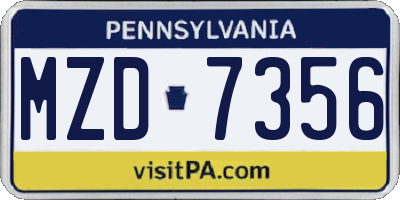 PA license plate MZD7356