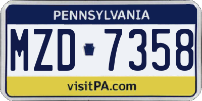 PA license plate MZD7358