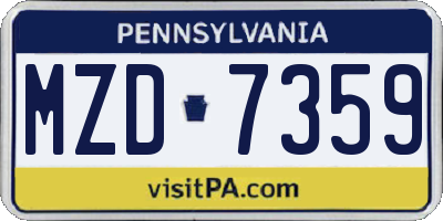 PA license plate MZD7359