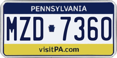 PA license plate MZD7360