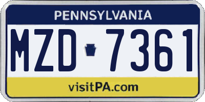 PA license plate MZD7361