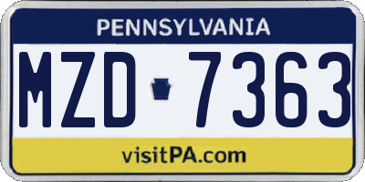 PA license plate MZD7363