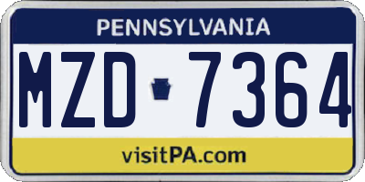 PA license plate MZD7364