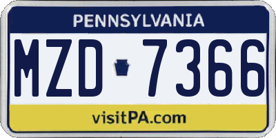 PA license plate MZD7366