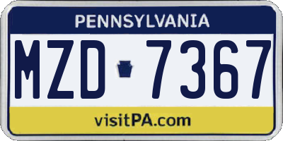 PA license plate MZD7367