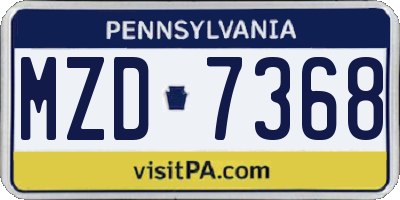 PA license plate MZD7368