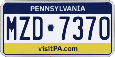 PA license plate MZD7370