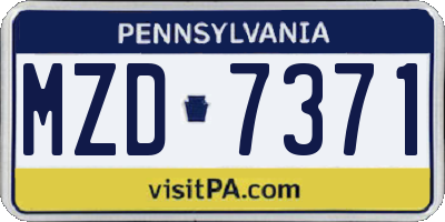 PA license plate MZD7371
