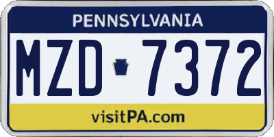 PA license plate MZD7372