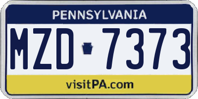 PA license plate MZD7373