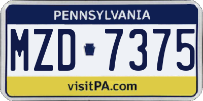 PA license plate MZD7375