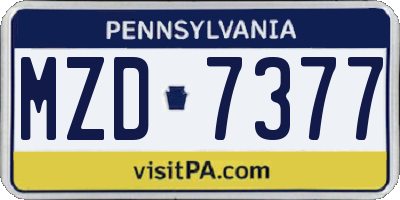 PA license plate MZD7377