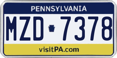 PA license plate MZD7378