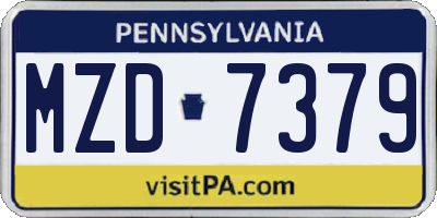 PA license plate MZD7379