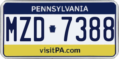 PA license plate MZD7388
