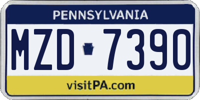 PA license plate MZD7390