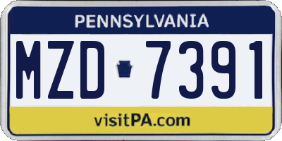 PA license plate MZD7391