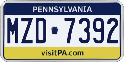 PA license plate MZD7392
