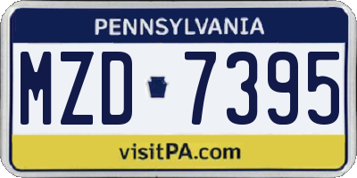 PA license plate MZD7395