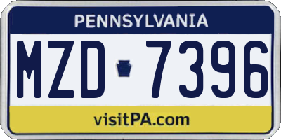 PA license plate MZD7396
