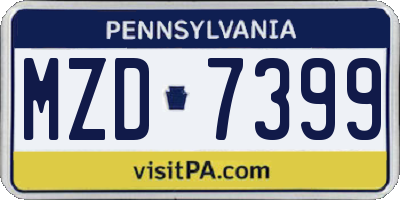 PA license plate MZD7399