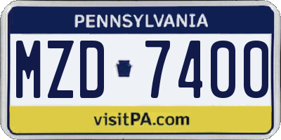 PA license plate MZD7400