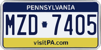 PA license plate MZD7405