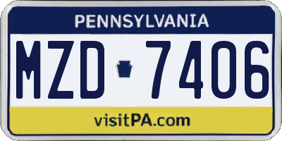 PA license plate MZD7406
