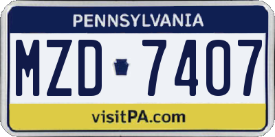 PA license plate MZD7407