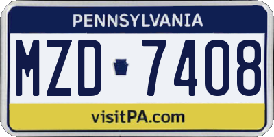 PA license plate MZD7408