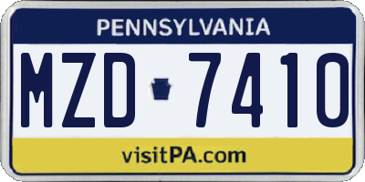 PA license plate MZD7410
