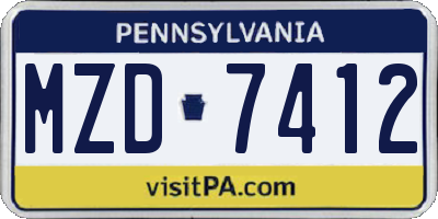 PA license plate MZD7412
