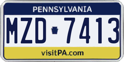 PA license plate MZD7413