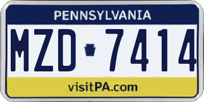 PA license plate MZD7414