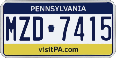 PA license plate MZD7415