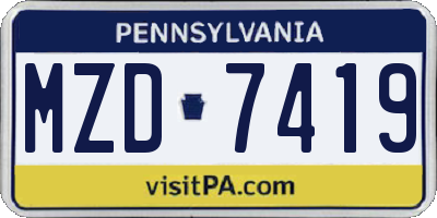 PA license plate MZD7419