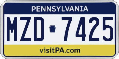 PA license plate MZD7425