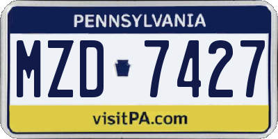 PA license plate MZD7427