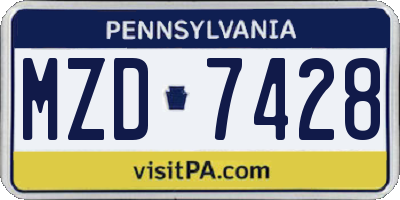 PA license plate MZD7428