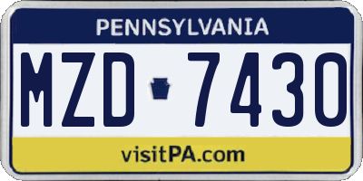 PA license plate MZD7430