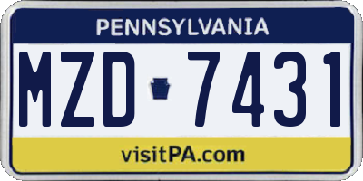 PA license plate MZD7431