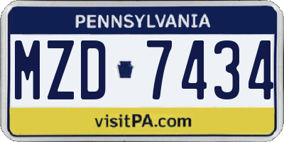 PA license plate MZD7434
