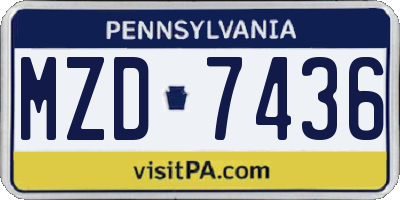 PA license plate MZD7436