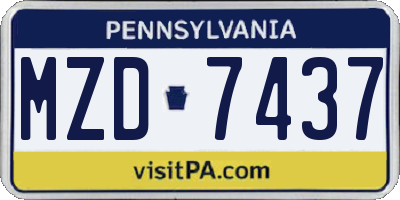 PA license plate MZD7437