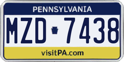 PA license plate MZD7438