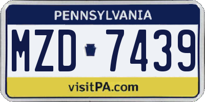 PA license plate MZD7439