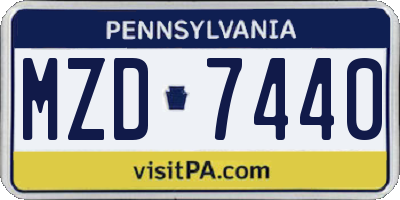PA license plate MZD7440