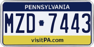 PA license plate MZD7443