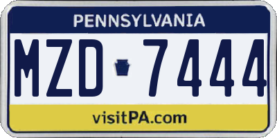 PA license plate MZD7444